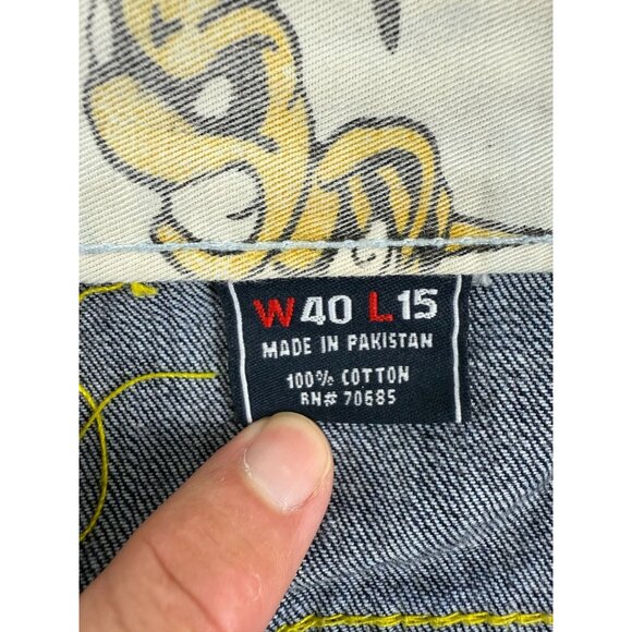 VTG COOGI Y2K WITH EMBROIDERED BEE DESIGN DENIM MEN'S SHORTS SIZE 40 - Picture 4 of 10